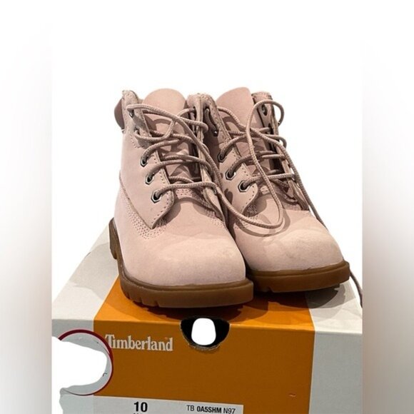 Timberland Classic Pink Nubuck Leather Girls Boots Size 10 With Rubber Sole - Picture 7 of 10